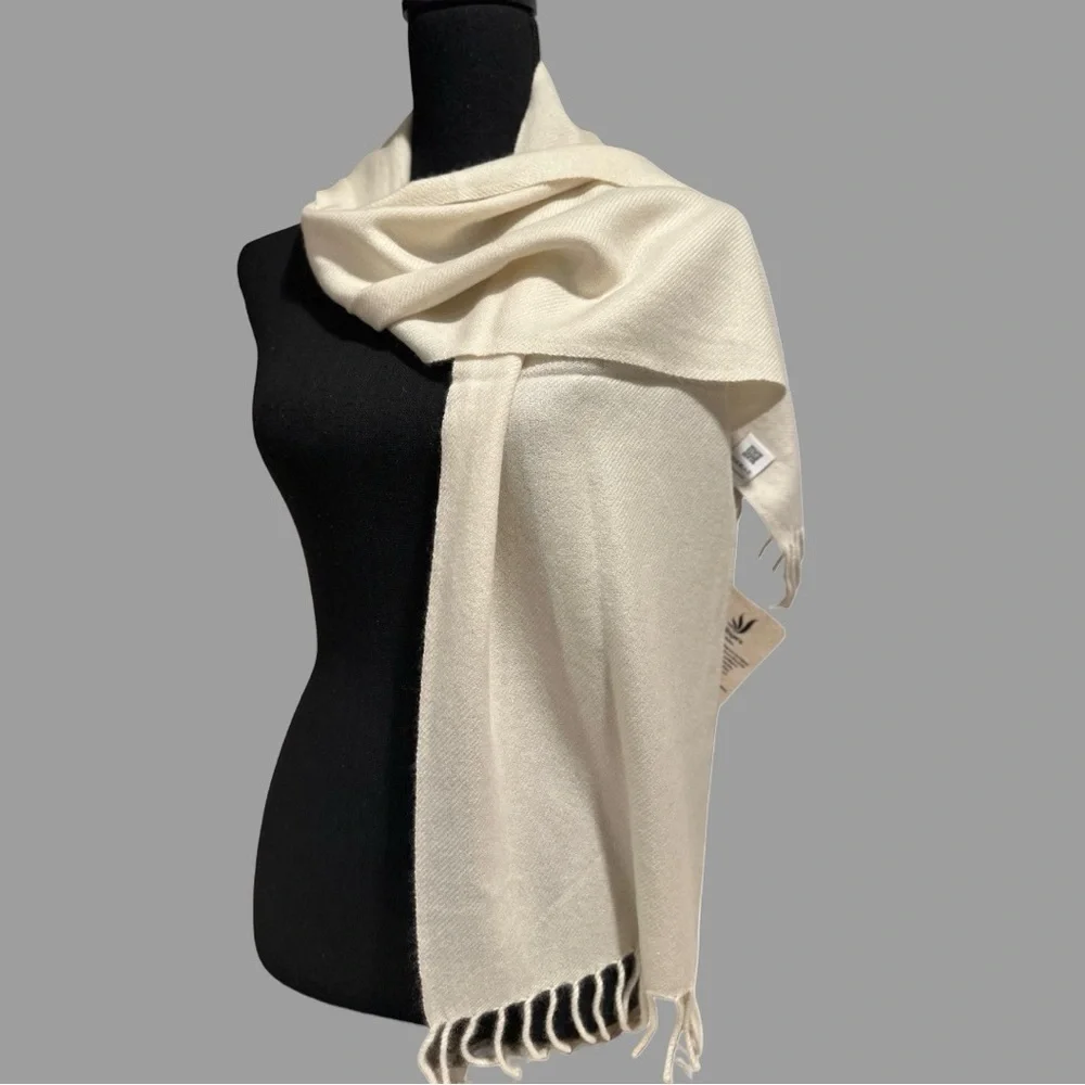 100% Pure 4-Ply Chyangra Pashmina Cashmere Scarf Handmade Nepal COA NWT - SAND